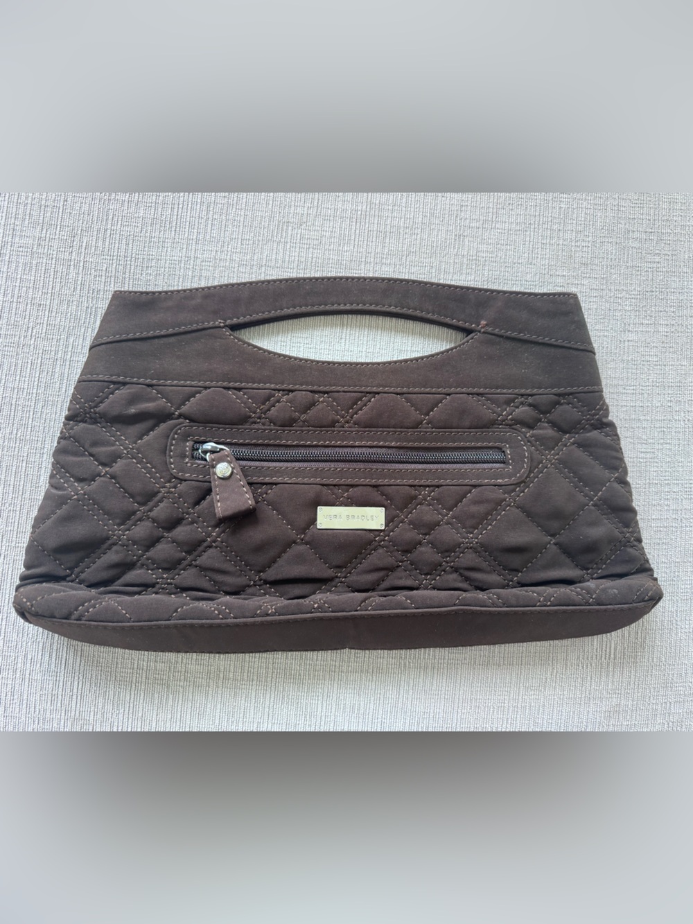 Vera Bradley Brown Quilted Handbag Zebra Lining Y2K